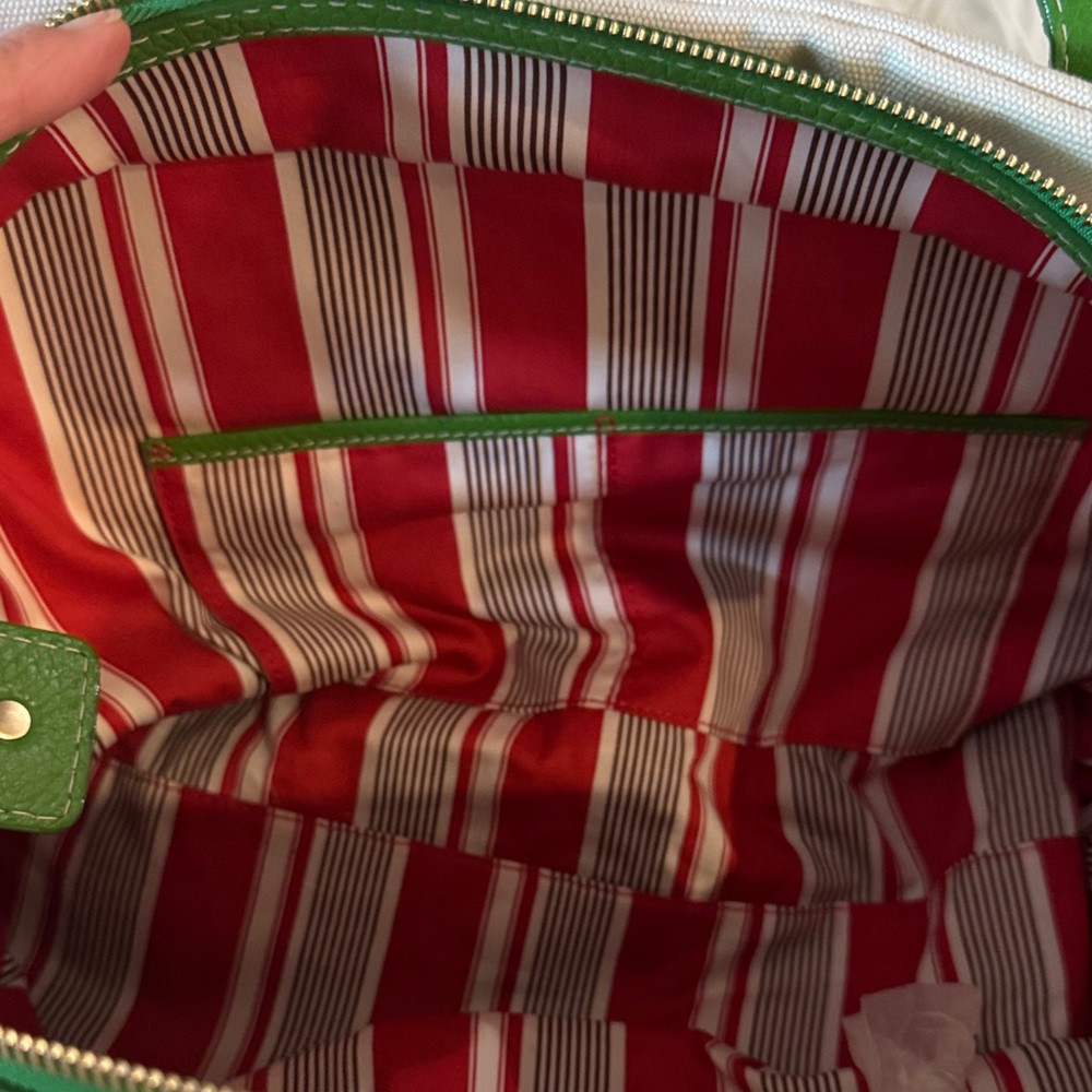 NWT Kate Spade Bridget Green Leather & Canvas Bag circa 2008 - Picture 11 of 15